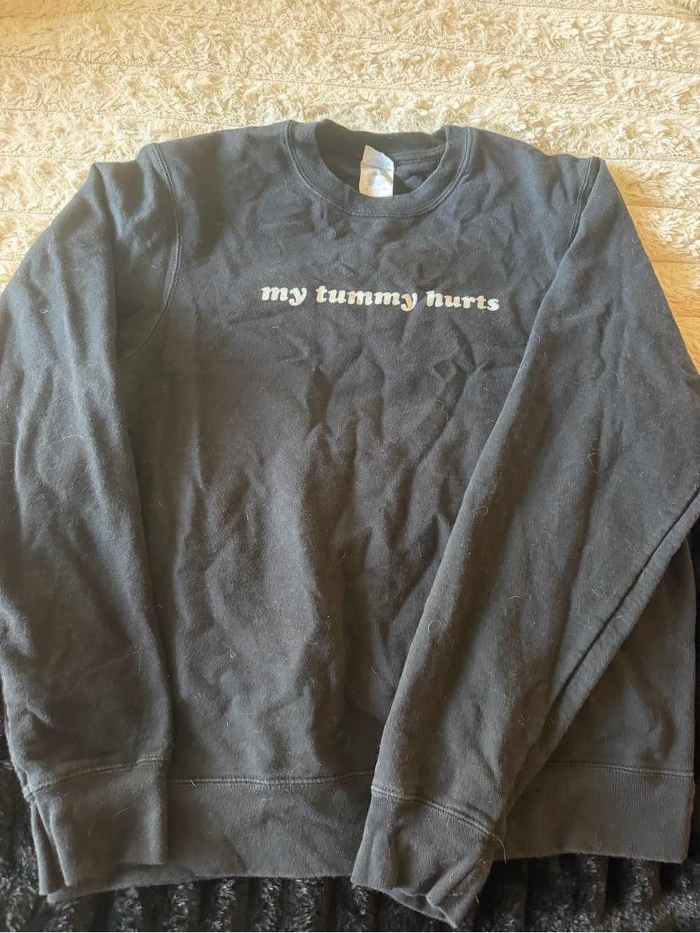 Black 'My Tummy Hurts' Crewneck Sweatshirt